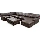 9945 5 Piece Sectional Sofa Set in Poncho Walnut Brown Top Grain Leather